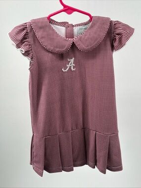University of Alabama Crimson Gingham Peter Pan Collar Dress Cecil and Lou 3t